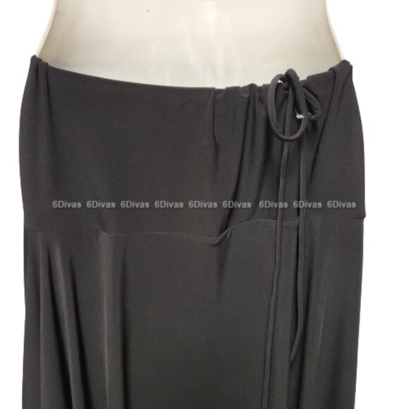 𝅺Black SKIRT Elastic Waist Asymmetrical Midi Skirt- Size 10- NEW! - Picture 2 of 7